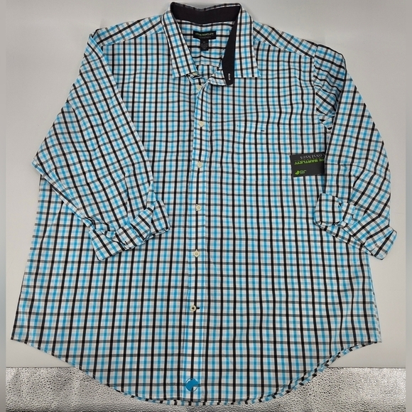 NWT John Bartlett Consensus JB sz XXL Blue & Gray PLAID Button Down Casual SHIRT - Picture 1 of 4